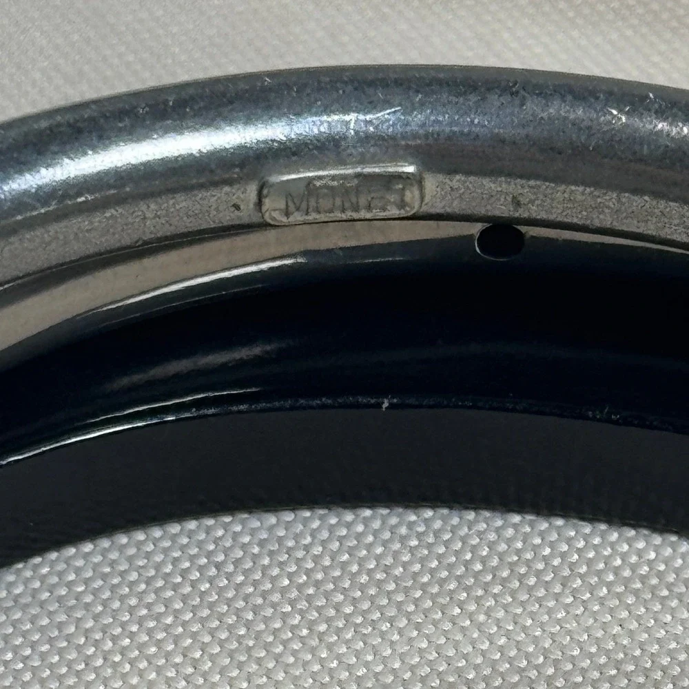 Vintage Monet Bangle‎ Bracelet Set Silver Tone Round Black Lucite Square MCM